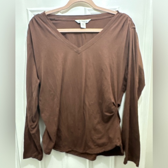 Athleta Brown V-Neck Long Sleeve Top - Picture 1 of 3